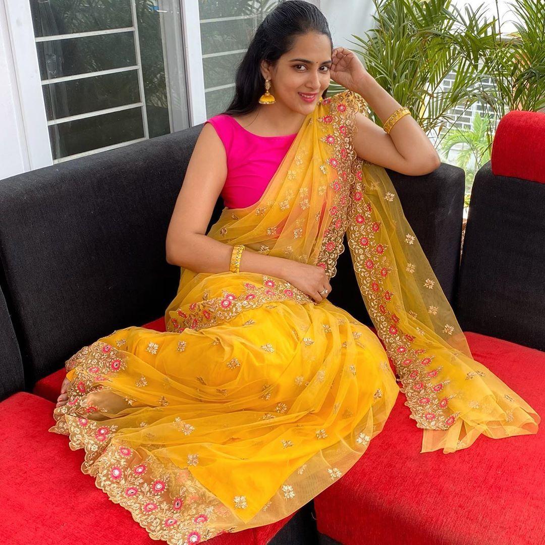 Net Sarees With Embroidered Work yellow